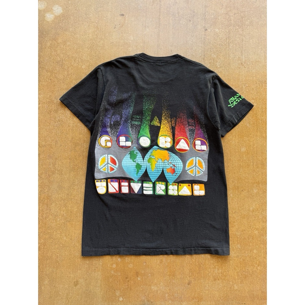 VTG 90s Global Universal World Peace Sign Puff Print Atlantic Design T-Shirt XL